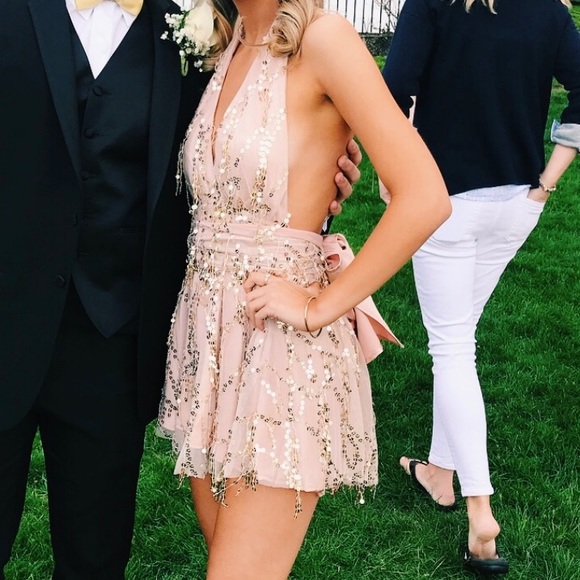 Xenia Boutique Dresses & Skirts - Rose Gold short dress